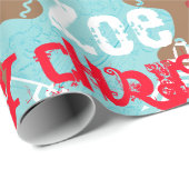 アイス淡い色のブルージンジャーブレッドパーソナライズされたギフトラップ ラッピングペーパー (ロールコーナー)