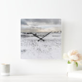 アイス淡い色のランドの泡の多い海海景 スクエア壁時計 (ホーム)