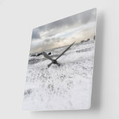 アイス淡い色のランドの泡の多い海海景 スクエア壁時計 (傾斜)