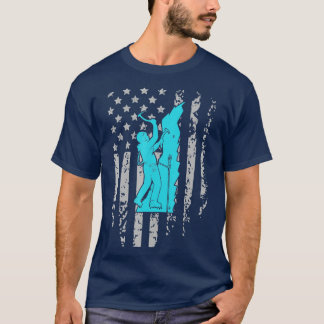 アイス登山アメリカ国旗の愛国的なウィンタースポーツ Tシャツ