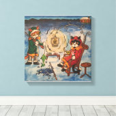 アイス魚釣りアットナイト キャンバスプリント (インサイチュ (ウッドフロア))