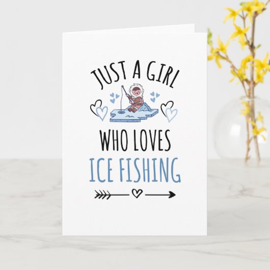 アイス魚釣りガール |氷の漁師氷の魚釣り カード (黄色い花)