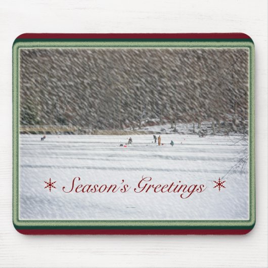 アイス魚釣りシーズンズグリーティングマウスパッド マウスパッド (正面)