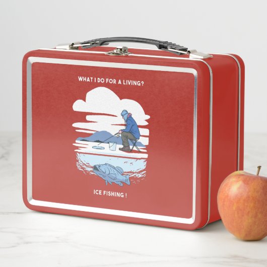 アイス魚釣り – 冬漁師デザイン メタルランチボックス (インサイチュ)