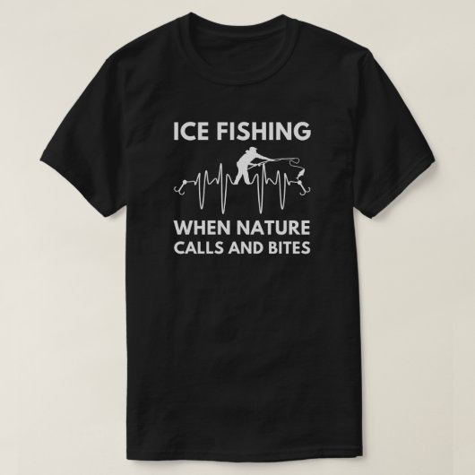 アイス魚釣り(自然がコールおよび噛み合う場合) | 氷魚 Tシャツ (デザイン正面)