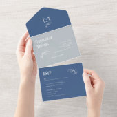 アイス・アンド・ネイビーシンプルスモダン結婚ズ オールインワン招待状 (貼ってはがせる)