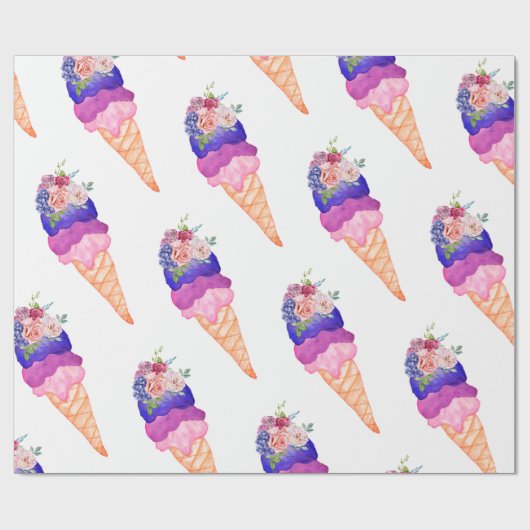 アイス・クリームのブライズシャワー 彼女はワッフルコーンをすくった ラッピングペーパー (フラット)