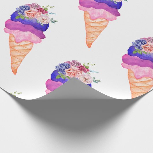 アイス・クリームのブライズシャワー 彼女はワッフルコーンをすくった ラッピングペーパー (角)