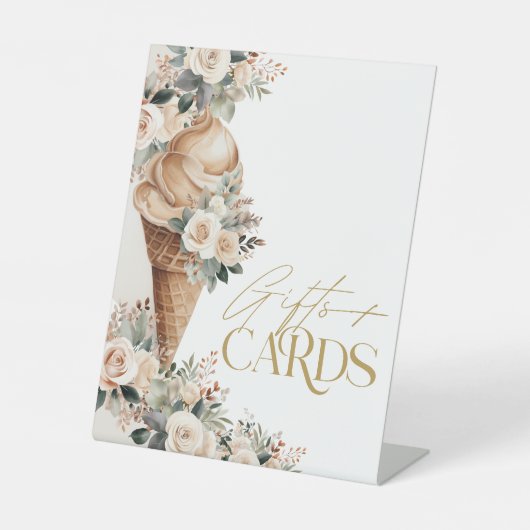 アイス クリーム ギフト アンド カード フラワル ボヘミア ブライダル シャワー 台座サイン (正面)