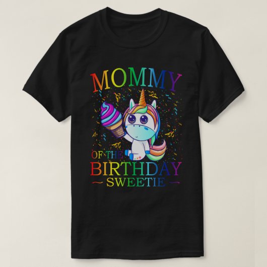 アイス クリーム コーン ママ 誕生日の スイートちゃん パート Tシャツ (デザイン正面)