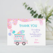 アイス・クリーム・トラックの誕生日パーティーお礼カード 招待状 (スタンド正面)