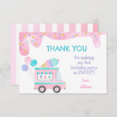 アイス・クリーム・トラックの誕生日パーティーお礼カード 招待状 (正面/裏面)