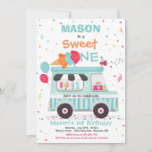 アイス クリーム トラック お誕生日 アイス クリーム 招待状 (正面)