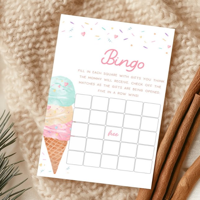 アイス+クリーム+ベビー+シャワー+ビンゴ+ゲーム (Ice Cream Sprinkled with Love Baby Shower Bingo Game)