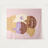 アイス・サンデー　カスタマイズ　子供の誕生日パーティー タペストリー (正面(横))