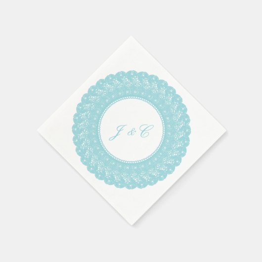 アイス/ミントブルーレースカクテルナプキン スタンダードカクテルナプキン (角)