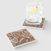 アイス、切り抜き、ジンジャーブレッドクリスマスクッキー ストーンコースター (横)