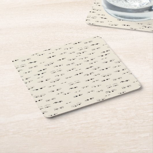 アイズおもしろいインクスケッチ素晴らしアートパターン スクエアペーパーコースター (アングル)