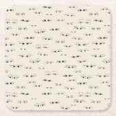 アイズおもしろいインクスケッチ素晴らしアートパターン スクエアペーパーコースター (正面)