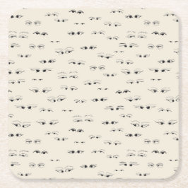 アイズおもしろいインクスケッチ素晴らしアートパターン スクエアペーパーコースター