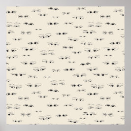 アイズおもしろいインクスケッチ素晴らしアートパターン ポスター