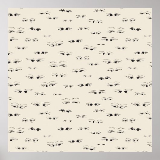 アイズおもしろいインクスケッチ素晴らしアートパターン ポスター (正面)