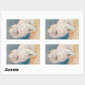 アイズシャットホワイトキャットイラストレーションバイルイワーイン 長方形シール (シート)