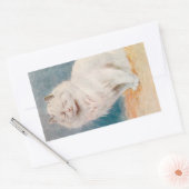 アイズシャットホワイトキャットイラストレーションバイルイワーイン 長方形シール (封筒)