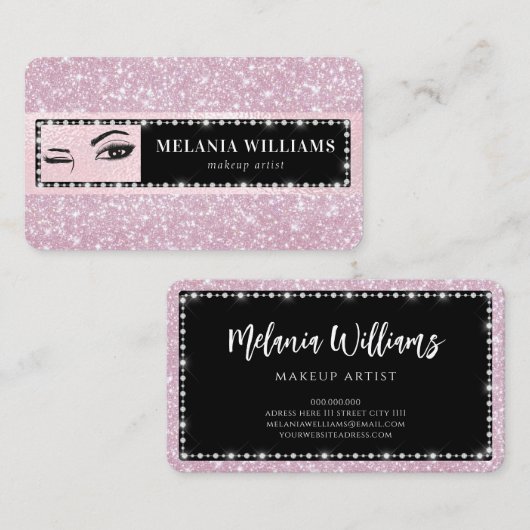 アイズメイクアップアーティストトレンディーバラ金ゴールドガーリーグリッター 名刺 (正面/裏面)