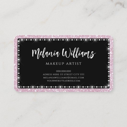 アイズメイクアップアーティストトレンディーバラ金ゴールドガーリーグリッター 名刺 (裏面)