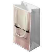 アイズラッシュミニマルネームエレガントモノグラムバラ金ゴールド スモールペーパーバッグ (正面アングル)