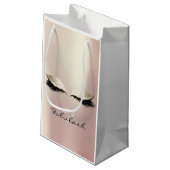 アイズラッシュミニマルネームエレガントモノグラムバラ金ゴールド スモールペーパーバッグ (裏面アングル)