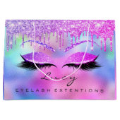 アイズラッシュメイクアップブライダル名グリッターピンクドリップ ラージペーパーバッグ (正面)