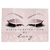 アイズラッシュメイクアップブライダル名グリッターピンクパステル ラージペーパーバッグ (裏面)