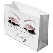 アイズラッシュメイクアップブライダル名グリッターピンクホワイト ラージペーパーバッグ (裏面アングル)