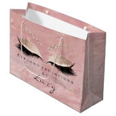 アイズラッシュメイクアップブライダル名グリッターピンクマーブル ラージペーパーバッグ (正面アングル)