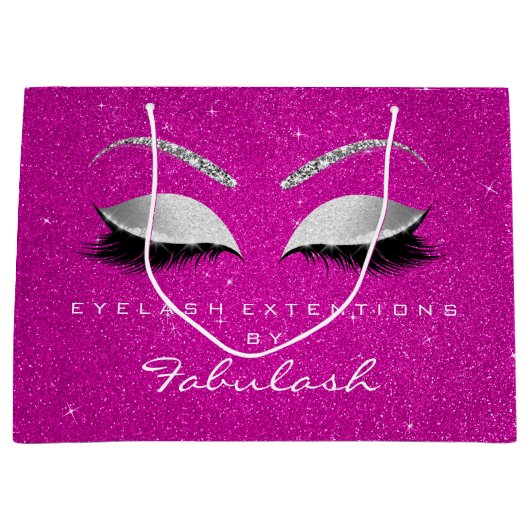 アイズラッシュ赤面メイクアップバラホットピンクシルバーグレー ラージペーパーバッグ (正面)