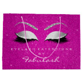 アイズラッシュ赤面メイクアップバラホットピンクシルバーグレー ラージペーパーバッグ (裏面)