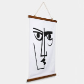 アイズ怒式抽象芸術女性顔ラインアート 吊り下げ型タペストリー (傾斜あり)