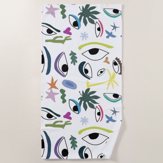 アイズ抽象芸術アート ビーチタオル (正面)