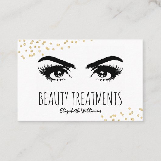 アイズ&モダン金ゴールド美しいトリートメント | 美容師 名刺 (正面)