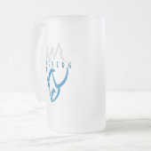 アイセパーソナライズされたベルグアートブルー フロストグラスビールジョッキ (正面左)