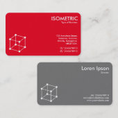 アイソメキューブのモチーフ – 赤/灰色 名刺 (正面/裏面)