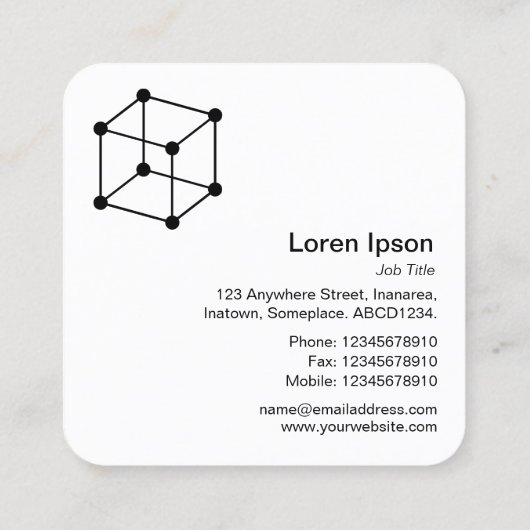 アイソメキューブ – オレンジ色の白と黒 スクエア名刺 (裏面)