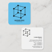 アイソメキューブ – スカイブルー上の黒 スクエア名刺 (正面/裏面)