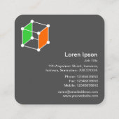 アイソメキューブ – 灰色の白、緑、オレンジ スクエア名刺 (裏面)