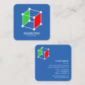 アイソメキューブ – 青の白、緑、赤 スクエア名刺 (正面/裏面)