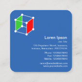 アイソメキューブ – 青の白、緑、赤 スクエア名刺 (裏面)