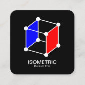 アイソメキューブ – 黒の場合は白、青、赤 スクエア名刺 (正面)