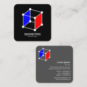 アイソメキューブ – 黒の場合は白、青、赤 スクエア名刺 (正面/裏面)